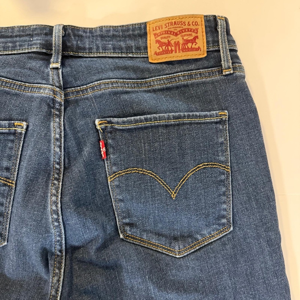 Levis 721 High Rise Skinny Jeans Womens 31 Distressed Blue Deni
